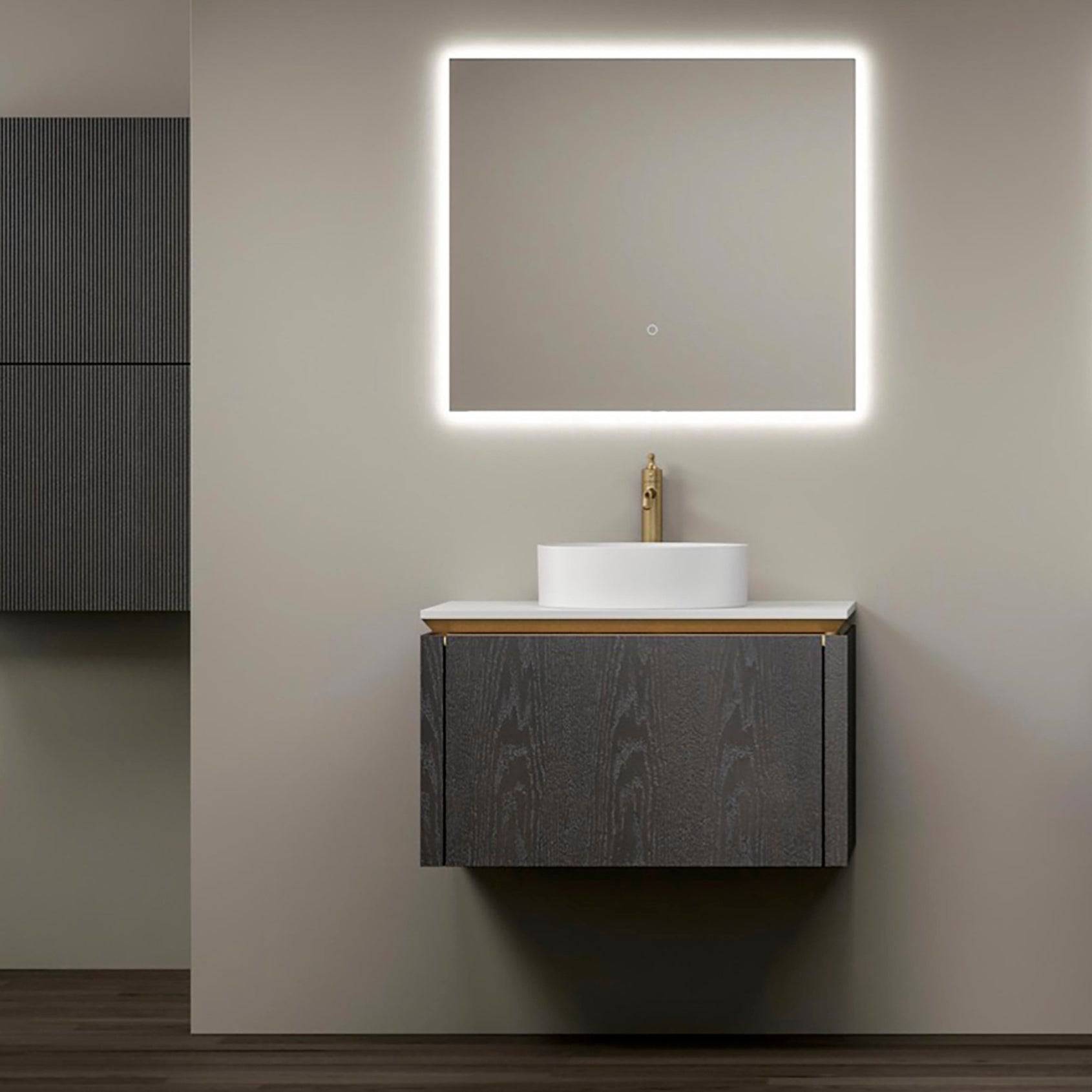 Omega Wall hung vanity with induction light single bowl