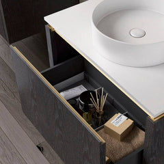 Omega Wall hung vanity with induction light single bowl Fantaci